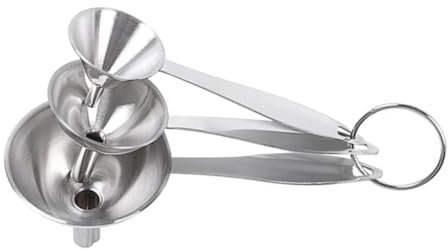 PRETYZOOM 3pezzi Funnel Acciaio Inossidabile Con Manico Per Cucina Strumento Multiuso Per Versare Liquidi e Oli Senza Sprechi