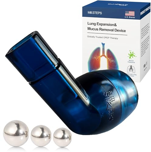 MillSTEPS Atemtrainer & Schleimentfernungsgerät-Ãœbung zur Verbesserung der Lungenkapazität & zur natürlichen Entfernung von Schleim aus den Atemwegen für Sportler Raucher Schwimmer (Blue)