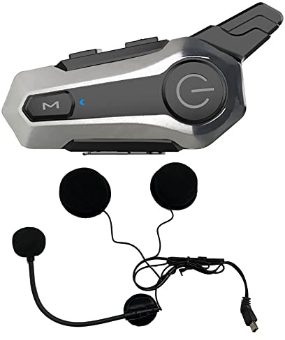 CosyCaya Intercomunicador de Bluetooth para Motocicleta, Auricular de Interfono de Emparejamiento Universal, ReduccióN de Ruido CNC para Medio Plateado