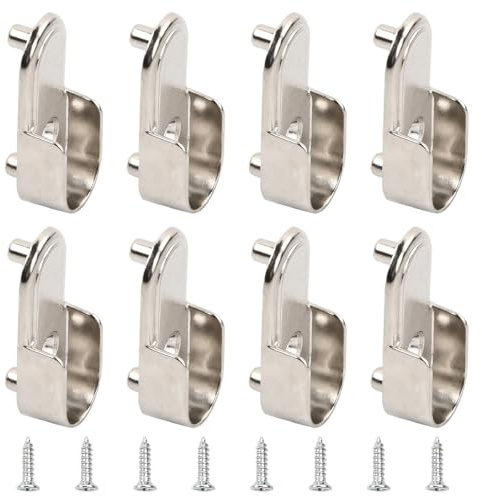 8 Stück ovale Kleiderstangen, Schrankrohrhalter mit Schrauben, Halterungen für Gardinenstangen, Zubehör für den Innenschrank aus Edelstahl für Schild, Schrank, Küche