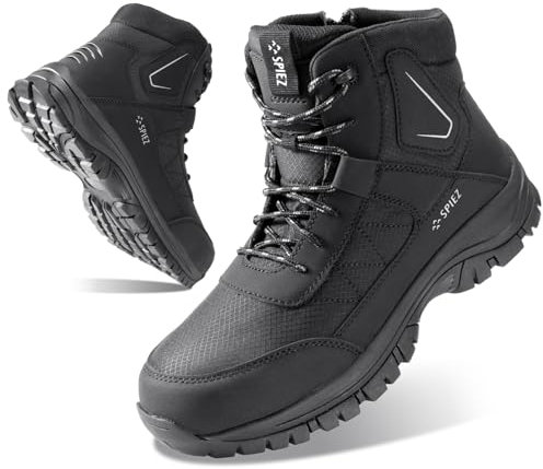 SPIEZ Sicherheitsschuhe Herren Sicherheitsstiefel Rutschfest Antistatisch Stahlkappenschuhe Wasserabweisend Arbeitsschuhe Schwarz EU 43