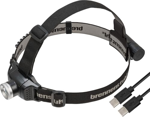 Brennenstuhl Akku LED Kopflampe LuxPremium KL 251 AF/Stirnlampe LED mit austauschbarem Akku und Rotlicht (250lm, IP44, CREE-LED, max. Leuchtdauer 40h, inkl. USB C Kabel) schwarz