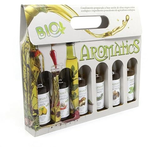 AGRISANZ- Set de Aceites de Oliva Virgen Extra aliñados, 6x100ML,olive oil,condimentados a base de productos naturales,pack regalo/degustación GOURMET (mediterraneo)