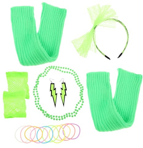 VALICLUD 1satz Kostüm Für Neon Zubehör Mit Stirnband Ohrringen Halskette Und Handschuhen Für Retro-party-outfits Für Und Mottopartys