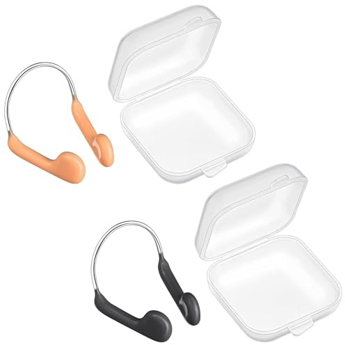RSYHVG 4 Pcs Swimming Nose Clip Unisex Adult Swimming Competition Nose Clip Training Nose Plugs Swimming Competition Protector with Storage Cases for Adults Water Sports Pool