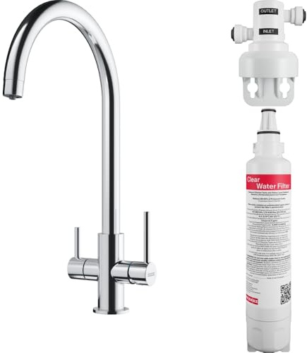 Franke 160.0702.660 Kitchen Sink tap with a Fixed spout Lina Clear Water-chrome-160.0702, Grey