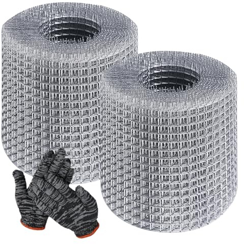 WANDGU 2 Roll Wire Mesh Stainless Steel: 10 cm x 8 m Rodent Wire Mesh with Gloves, Wire Mesh Fine Mesh for Filling Gaps Rodent Protection Garden Raised Bed