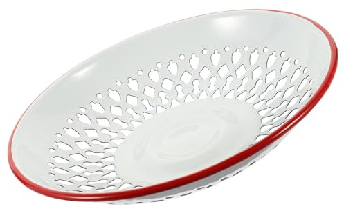 TIDTALEO Hanging Fruit Basket Oil Filter Basket Hollow Food Tray Enamel Fruit Drain Basin for Kitchen