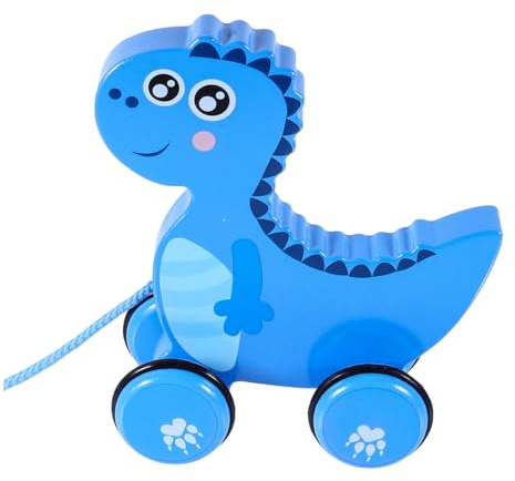 Milisten Holz Nachziehspielzeug Dinosaurier Lauflernspielzeug Cartoon Tier Design Ab Jahr Lauflernhilfe Nachziehwagen Holzspielzeug Umweltfreundlich