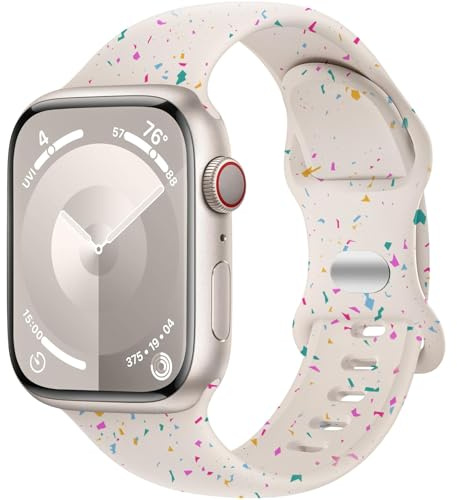 Sportband kompatibla med Apple Watch Band 38 mm 40 mm 41 mm 42 mm 44 mm 45 mm, mjuk silikon vattentät rem kompatibel med iWatch Series Ultra 8 7 6 5 4 3 2 1 SE kvinnor män, 42/44/45, Silikon, Ingen