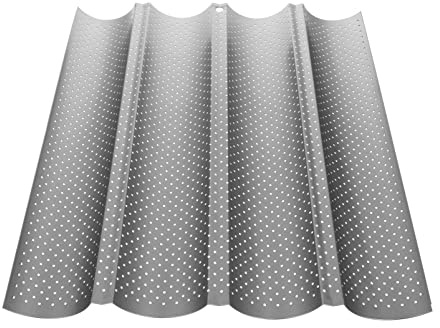 Hohopeti Teglia per Baguette in Acciaio al Carbonio Slot Antiaderente per Forno Stampo a per Pane Francese Accessorio Cottura Casa Professionale