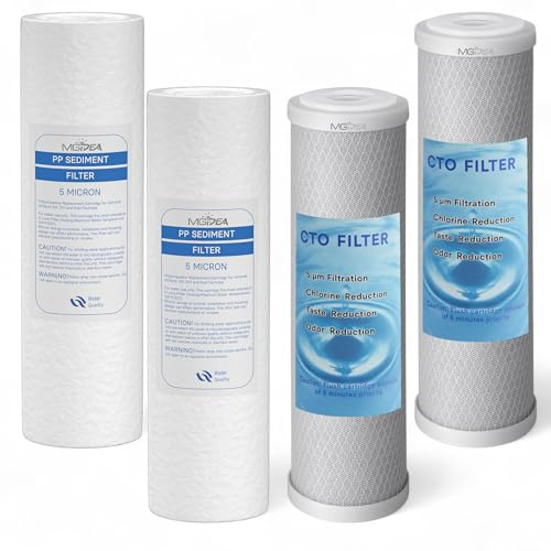 Cartuchos de filtro de agua con 4 filtros de 10 pulgadas, sedimentos PP + carbón CTO