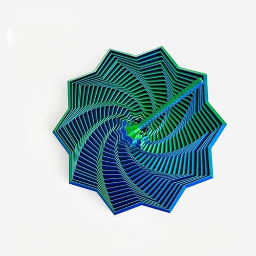 3D-Polygon-gedrucktes Fidget-Spielzeug, 4,6 Zoll großer sternförmiger sensorischer Spinner mit Griff, rotierendes Stressabbau-Schreibtischspielzeug(Blue-Green)