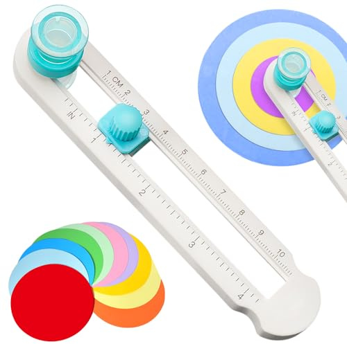 Coupe-papier circulaire réglable de 2 à 20 cm de diamètre, avec fonction rotative à 360 °, pour travaux manuels, albums photo, rubans cadeaux et cartes