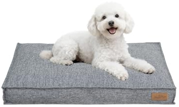 BingoPaw Dog Bed Medium Washable with Removable Cover Dark Grey 75x50x10cm | Dog Crate Mattress with Cooling Faux Linen Cover and Non Skid Bottom, Calming Anti Anxiety Pet Beds, Puppy Pillow Cushion