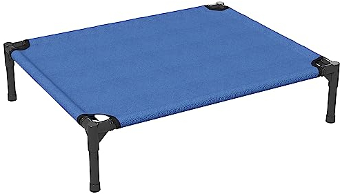 PawHut Elevated Pet Bed Portable Camping Raised Dog Bed w/ Metal Frame Blue (Medium)