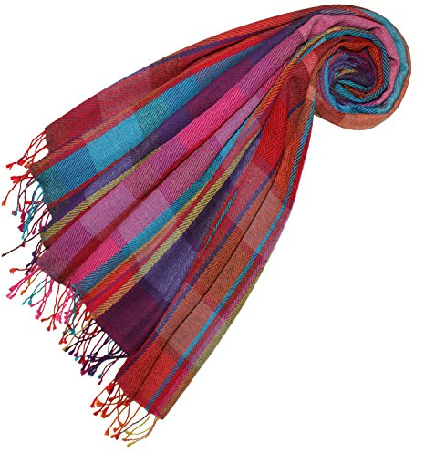 Lorenzo Cana Damen Pashmina Damenschal Schaltuch aus weicher Wolle mit Baumwolle Fischgrat bunt mehrfarbig 70 cm x 190 cm Wollschal Wolltuch Stola 78397