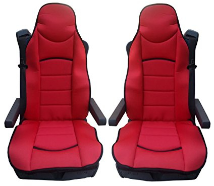 2x vordere LKW Sitzschöner Sitzbezüge Rot Schonbezüge Neu Hochwertig Satz Polyester Sitzauflage
