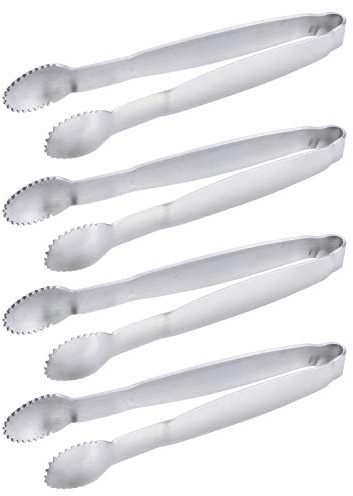 HINMAY Sugar Tongs 4-Inch Mini Serving Tongs Stainless Steel Appetizer Tongs, Set of 4