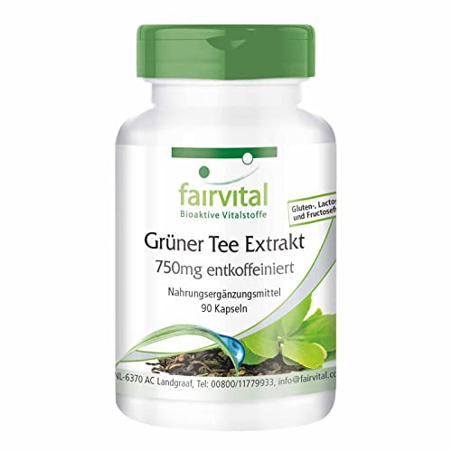 Fairvital | Grüntee Extrakt - 90 Kapseln - 1500mg Grüntee Extrakt pro Tagesdosis - 50% Polyphenole, 30% Catechine, 15% EGCG, 7% Koffein - HOCHDOSIERT - VEGAN - Camellia Sinensis