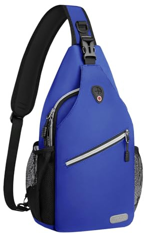 MOSISO Brusttasche Sling Bag Sling Rucksack Schulterrucksack,Polyester Multipurpose Crossbody Schultertasche Umhängetasche Sporttasche Reise Wander Daypack für Herren Damen, Royal Blau,Mittel
