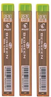 Pilot Begreen - Cable de recambio para lápiz mecánico (0,5 mm, grado HB, 3 tubos, 36 unidades)