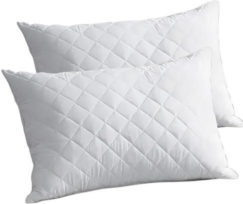 Bedding Home Medium Firm Quilted Pillows 2 Pack, Hollow Fiber Orthopedic Pillow, Anti Allergy Hotel Pillow, Shoulder Support Neck Pillows 2 Pack Hotel Quality
