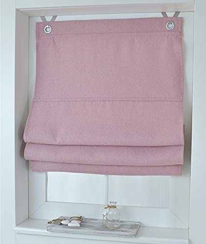 Raffrollo Ösenrollo Dimout Rose Blickdicht Verdunkelung Breite ca120 cm x Höhe ca. 130 cm