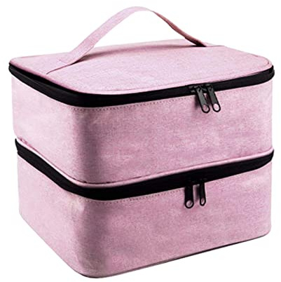 Colcolo Nail Polish Storage Bag, Nylon Organizer for Essential Oil Manicure Sets, Pink