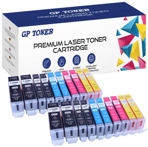 GP TONER Druckerpatronen Ersatz für Canon PGI-550xl, CLI-551xl Tintenpatrone für Canon PIXMA iP7250 iP8750 iX6850 MG5450 (4X Schwarz, 4X Foto Schwarz, 4X Cyan, 4X Magenta, 4X Gelb)