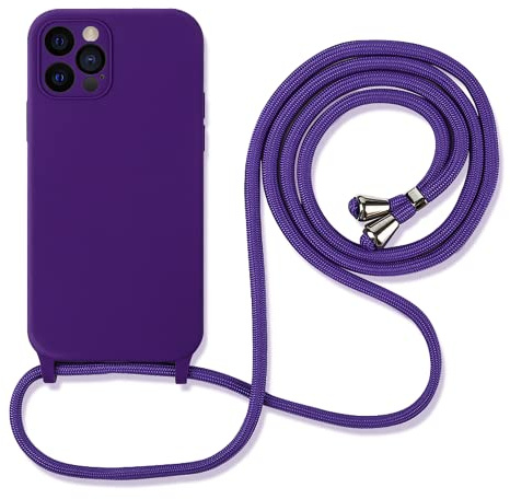 Hadwii Cover con Cordino per iPhone 14 Pro Max, Custodia con Regolabile Collana, Morbido Silicone Case con Laccio Tracolla [Antiurto] [AntiGraffio] Custodia per iPhone 14 Pro Max, Viola