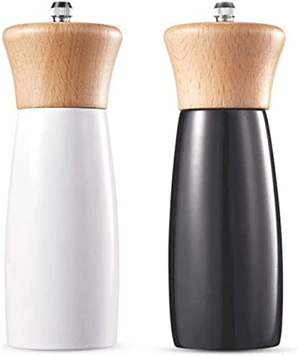 Ensemble de moulin à poivre et sel, moulin à sel et poivre manuel en bois Salière et poivrière rechargeable facile à remplir 2PACK (Color : C)