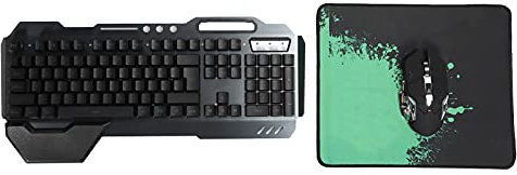 Bewinner Combinación de Teclado y Mouse Inalámbricos, Juego de Teclado y Mouse Inalámbricos para Juegos, con Luz de Colores, Frente Hermético, Batería Recargable Incorporada, para