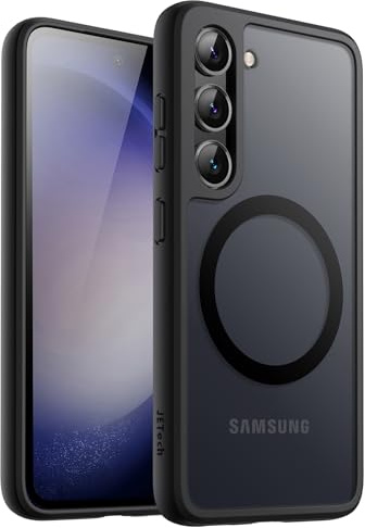 JETech Funda Magnética para Samsung Galaxy S23 5G 6,1 Pulgadas, Compatible con MagSafe, Carcasa Antigolpes Translúcida Mate Respaldo (Negro)