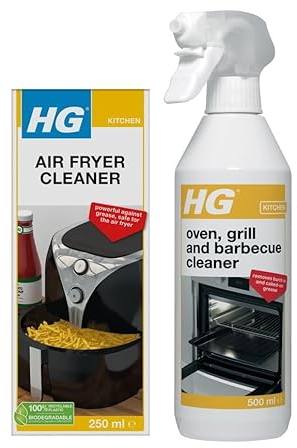 HG Grill, Barbecue & Oven Cleaner Spray by HG Cleaning Products, BBQ & Kitchen Cleaner,Cleaner 500 ml(138050106) & HG Air Fryer Cleaner -Air Fryer Oven Cleaner Solution Cleaning Brush Included - 250ml