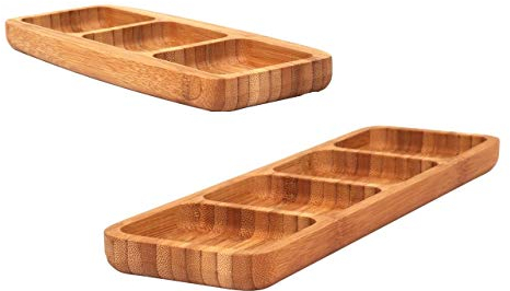 Generisch Lot de 2 assiettes en bois écologiques - Bols à collation en bambou - 2 pièces