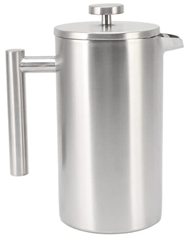 de Prensa Francesa Olla de Mano Hervidor de Acero Inoxidable Mango Original para Lavavajillas Filtro de Vidrio para Madera Real Hervidor de 1