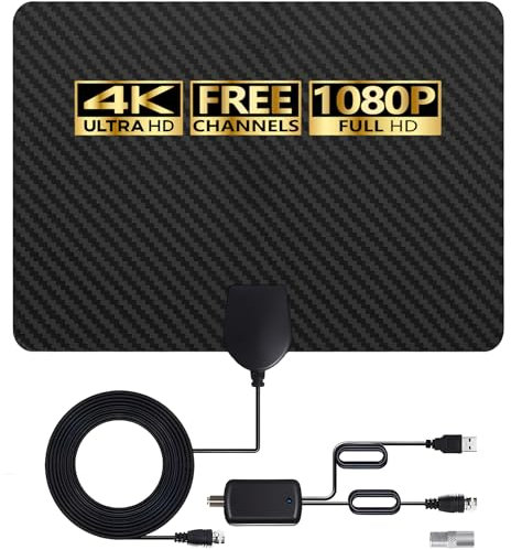 4K TV Antenna for Local Channels - HD Amplified Digital HDTV Antenna with Signal Booster - 360° Long Reception TV Aerial Support All Types TV