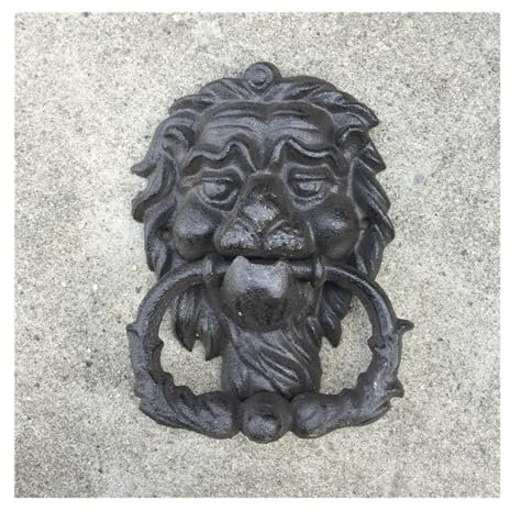 Rieort Türklopfer Türklopfer für Haustür, Retro-Türklopfer aus Gusseisen, schwarzer Löwenkopf-Türgriff, klassischer Türringklopfer einzigartig