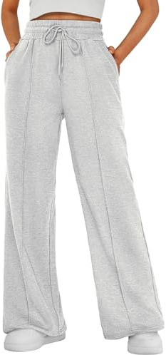 AUTOMET Womens Wide Leg Sweatpants Baggy Lounge Travel Cargo Pants Fall Fashion Outfits 2026 Winter Clothes Joggers Gray M