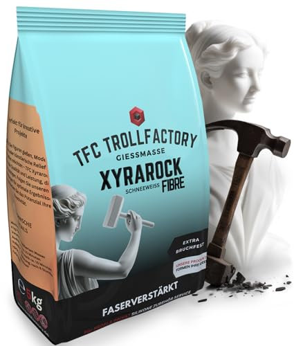 TFC Xyrarock FIBRE Gießpulver 5 kg – Extra Bruchfest, Faserverstärkt, Schneeweiß, Ideal für Kunst & Handwerk, 4:1 Mischverhältnis,