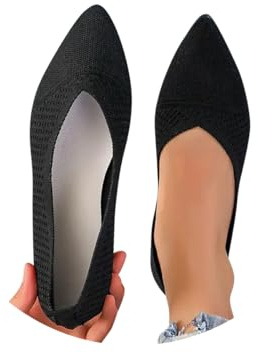 Minetom Femme Sport Chaussures Respirantes Confortable Tricotées Ballerines Loafers Décontractées Plates Flats Chaussures À Bout Pointu A Noir 39 EU