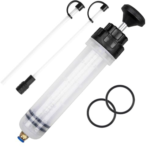Ölabsaugpumpe 500ml, Handpumpe Ölspritze Ölabsaugspritze mit 2 Schlauch & 1 Paar Ersatzgummiringe Absaugpumpe für Bremsflüssigkeit, Hydrauliköl, Kühlmittel, Getriebeöle, Ölabsauger Umfüllpumpe
