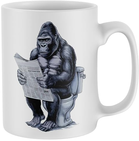 Purple Print House Funny Gorilla Mug Toliet Humour Men Women Birthday Christmas Coffee Tea Cup Gift