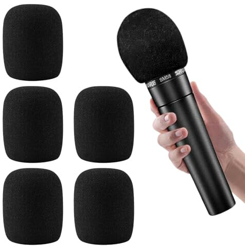 5 Stück Mikrofon Windschutz, Staubdicht Mic Foam Cover, Schwamm Mikrofonabdeckung für tragbare Mikrofone, KTV und Performance Bühne