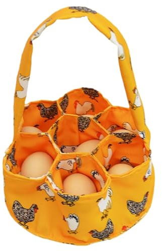 Cesta para recolectar huevos, soporte de frutas de tela con 7 bolsillos, 7,87 x 7,86 x 7,89 pulgadas, bolsa pequeña para recolectar huevos para granja, práctica mano para guardar huevos