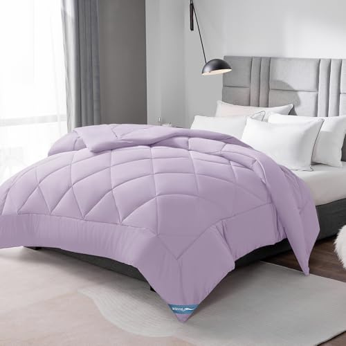 WAVVE Påslakan för 1 person, 4 årstider, 140 x 200 cm, höstfilt, vinterfilt, syntetisk mikrofiberfilt, sängöverkast lila