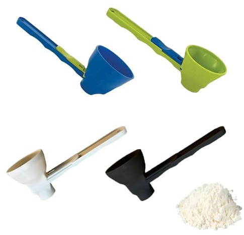 Paletta per proteine, 2 pezzi, paletta scorrevole per proteine in polvere con imbuto integrato, paletta in ABS resistente per polvere, strumento di misurazione preciso per polvere proteica, paletta a