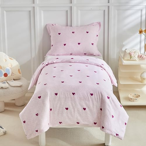 JHCHMX Parure de lit pour lit bébé Housse de couette pour lit bébé Motif étoiles violettes pour filles Ensemble de literie pour tout-petits, Housse de couette réversible douce avec taie d'oreiller