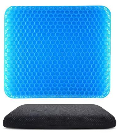 Quorlis Gel Seat Cushion – Double Thick Honeycomb Cushion with Breathable Design & Non-Slip Cover, Ergonomic Gel Cushions for Sitting Relief for Office Chair, Car, Home & Wheelchair (40x35cm)